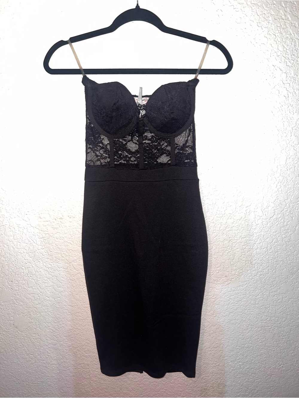 Black Lace Bustier Midi Dress - mid 2000s
